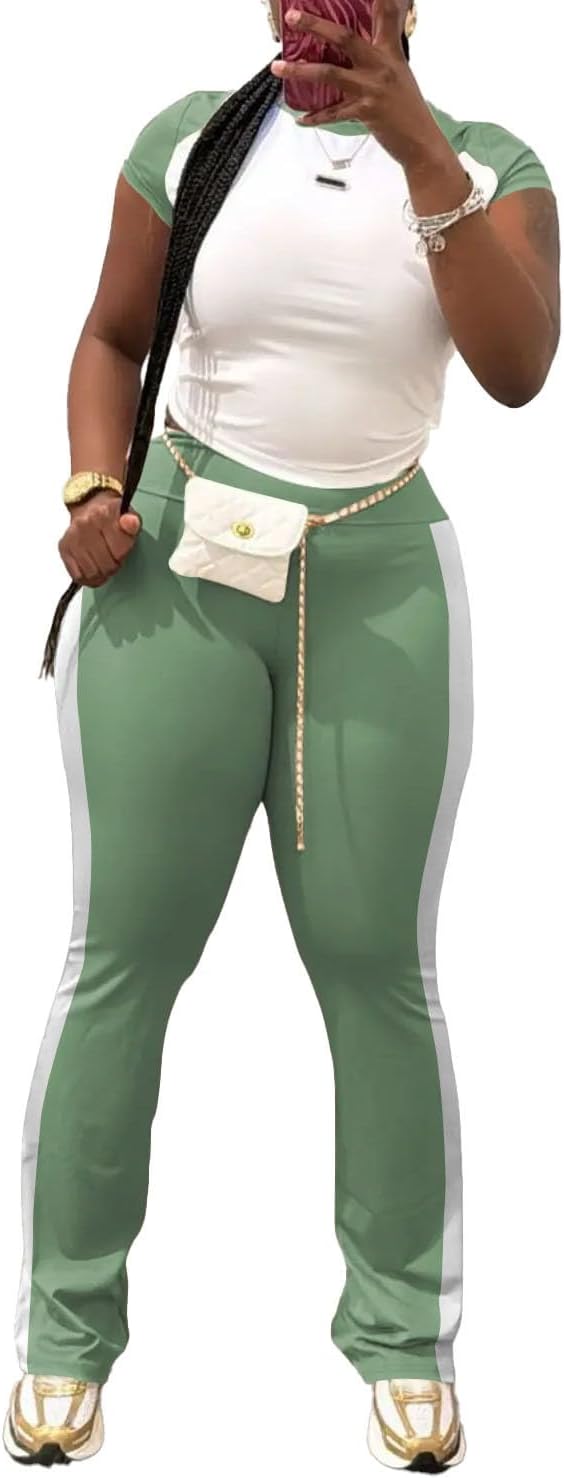 Nimsruc Women 2 Piece Outfits Short Sleeve Comfy Lounge Sets