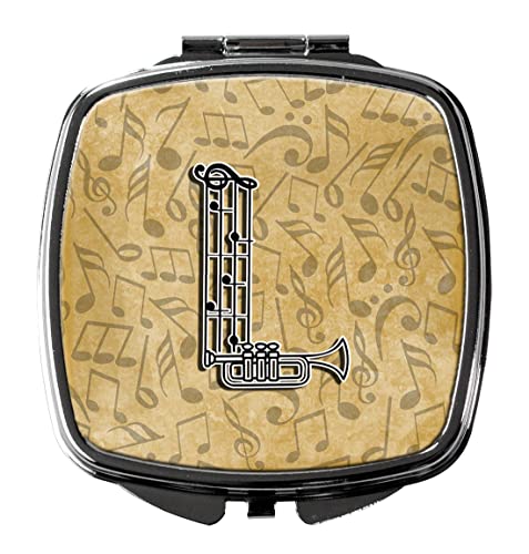 Espejo compacto decorativo de viaje para maquillaje, forma de letra L, con diseño musical, para mujeres y niñas, regalo, espejo plegable de mano miniatura 1