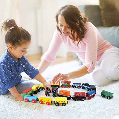 KABENFIS 16 PCS Wooden Train Set Magnetic Train Set for Girls and Boys