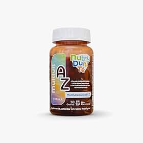 Az Multivit Kids - Multivitamínico Infantil| 30 Gomas - Sabor Framboesa | Vitaminas A, C, D3, Zinco e Complexo B |100% Vegetariano | NutryDuniTê