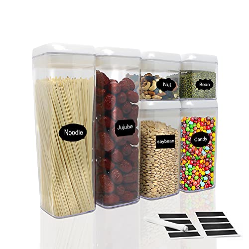 FurnitureXtra Almacenamiento hermético apilable de alimentos sin BPA y plástico de grado alimenticio, dispensador de espaguetis y cereales (juego de 6) Cover