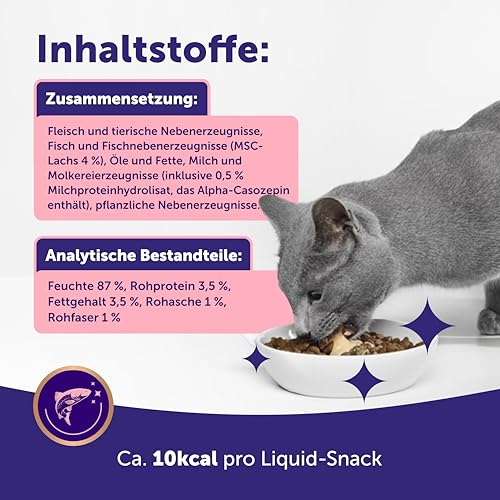 Happy Snack by FELIWAY, Lachs Geschmack, leckerer, beruhigender Leckerbissen, 6 cremige Snacksticks - Hilft Katzen, Sich enspannter zu fühlen, Entspannung zum Snacken