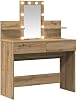 Modern Dressing Table Artisan Oak 100x40x130 cm Engineered Wood with Mirror Lights and Drawers