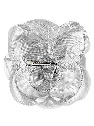 Image of Women's Multifunction Rose Flower Sheer Petal Brooch Pin Hair Tie Clip