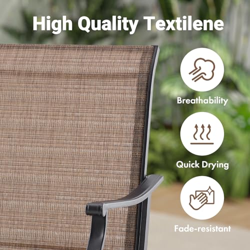 Image of Soohow Patio Dining Set for 4, 5-Piece Round Outdoor Dining Set 4 x Swivel Patio Chairs and 41 inch Round Outdoor Dining Table with 1.57 inch Umbrella Hole, Wood-Like, for Poolside, Backyard