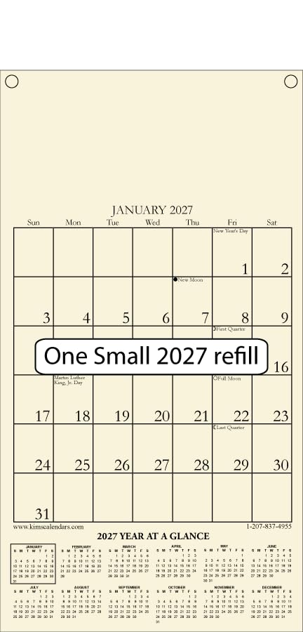2027 Kim's Calendars 'Small' Calendar Refill measures 6' x 11'