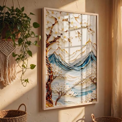 Image of kotart Mountain View Wall Art Home Decoration | Aesthetic Floral Paintings With Frame For Living Room Bed Room Hotel Wall Decor Digital Reprint (14X20 inch)