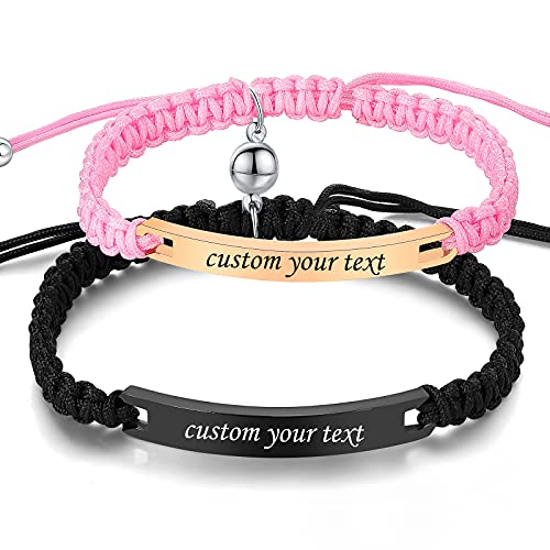Customize Bangle Cuff Bracelet His Hers Handmade Rope Braided ID Name Matching Couples Bracelets for Lover Personalized Engrave