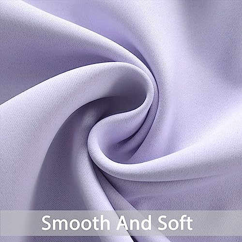 Yakamok Blackout Curtains Room Darkening Thermal Insulated Window Panels,Solid Grommet Top Drapes for Bedroom/Living Room(52Wx90L, Lilac, 2 Panels)