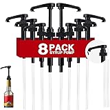 8 pcs Black Syrup Pumps with Cap to Avoid Dripping, Leak Proof Coffee Syrup Dispenser, Fits 25.4 Oz Coffee Flavoring Syrup Bottles, Great for Home & Coffee Bar Drinking Mixes, Cocktails, Beverage