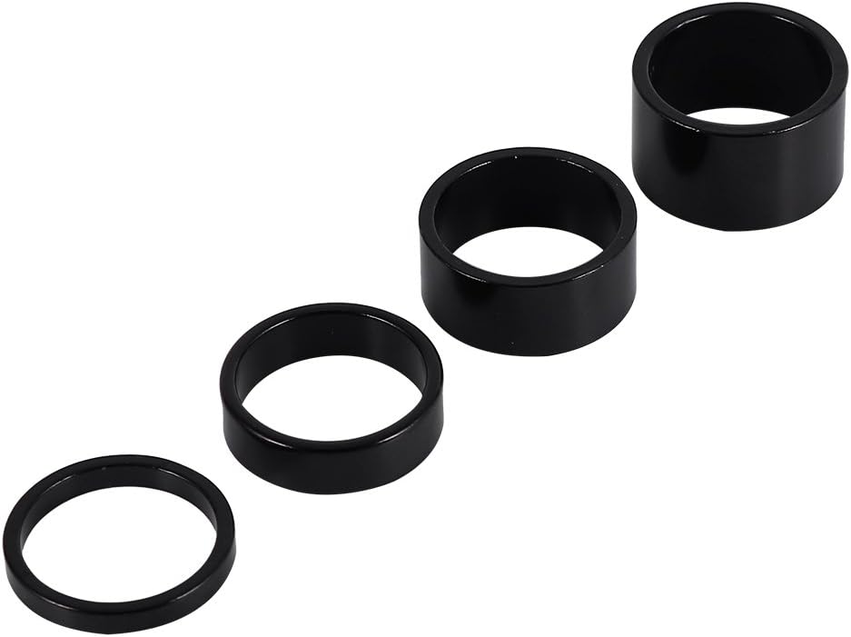 4Pcs/Set 5Mm/10Mm/15Mm/20Mm ycle Fork Washer, Aluminum Alloy Bike Front Stem Headset Spacer(Black) Headset Spacers Headset Spacers