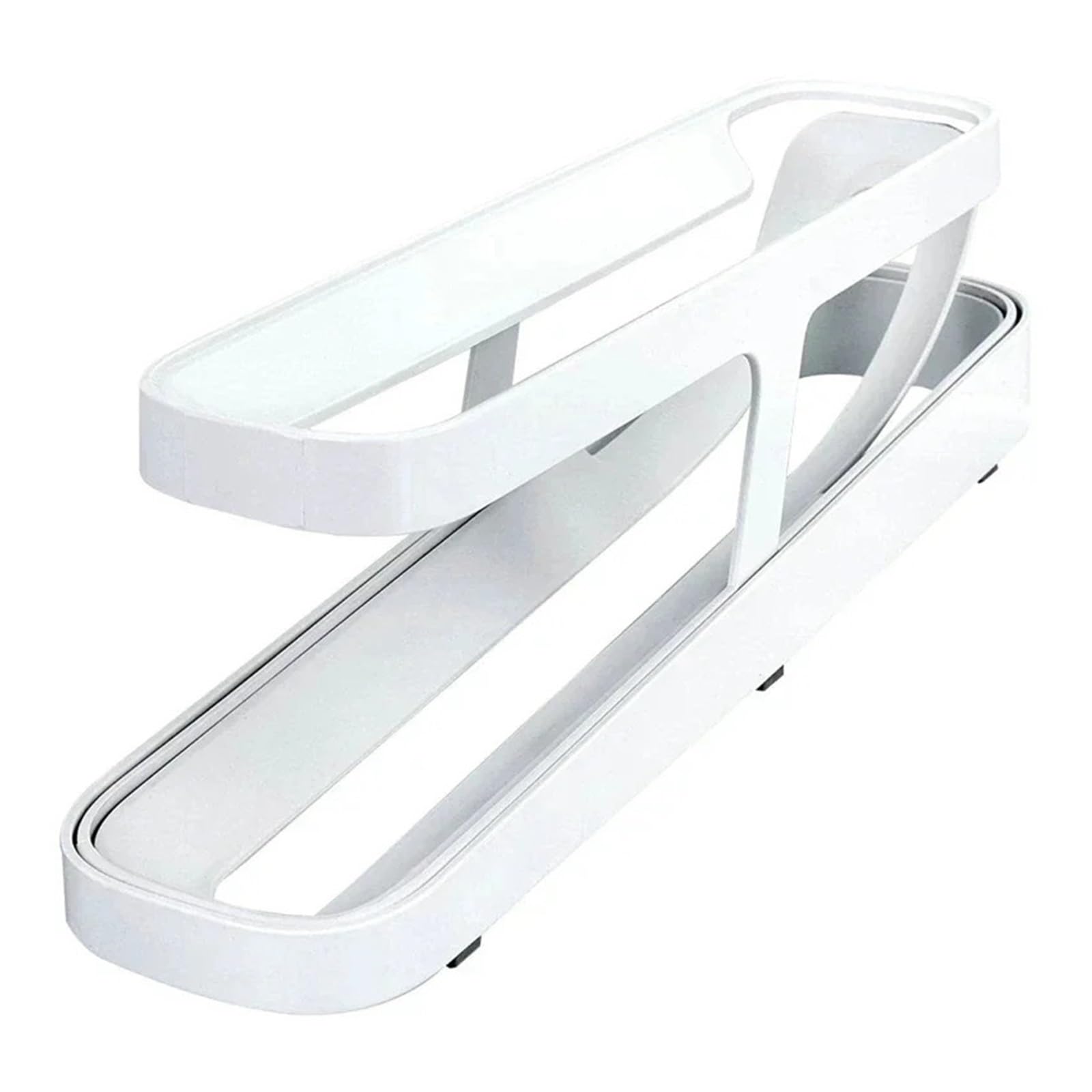 YCENJEPSAZ Bilayer Fridge Egg Storage Box Automatic Rolling Eggs Holder Rack Ladder Style Refrigerator Eggs Dispenser Egg Organizer Holder(Foldable style)
