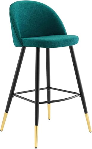 Modway Taburetes de comedor tapizados de tela Cordial en verde azulado, juego de 2