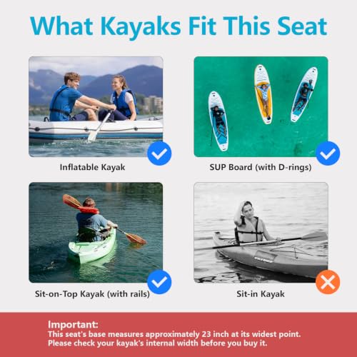 Asiento para Kayak con Respaldo Ajustable, Marco de Aluminio, Bolsa Impermeable, Para Kayaks Inflables y Sit-on-Top miniatura 3