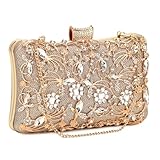 Tanpell Womens Evening Bags Bridal Clutch Rhinestone Clutch Purses Evening Handbags with Chain for Women Ladies Sparkling Party Wedding Prom Cocktail Party (Champagne)