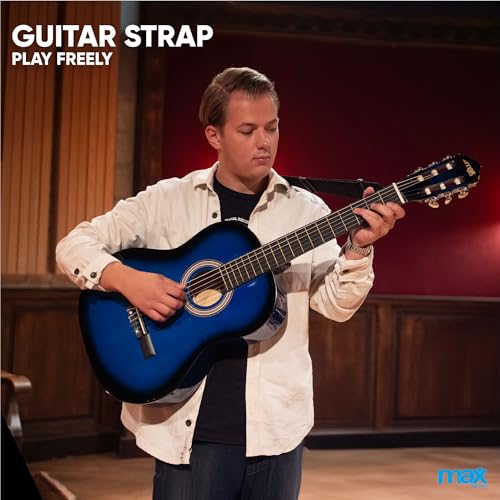 Image of MAX SoloArt 40-inch Full Size Classical Acoustic Guitar Starter Kit for Beginners & Adults - Includes Gig Bag, Tuner, Guitar Strap, Extra Strings & Picks | Designed & Engineered in Netherlands