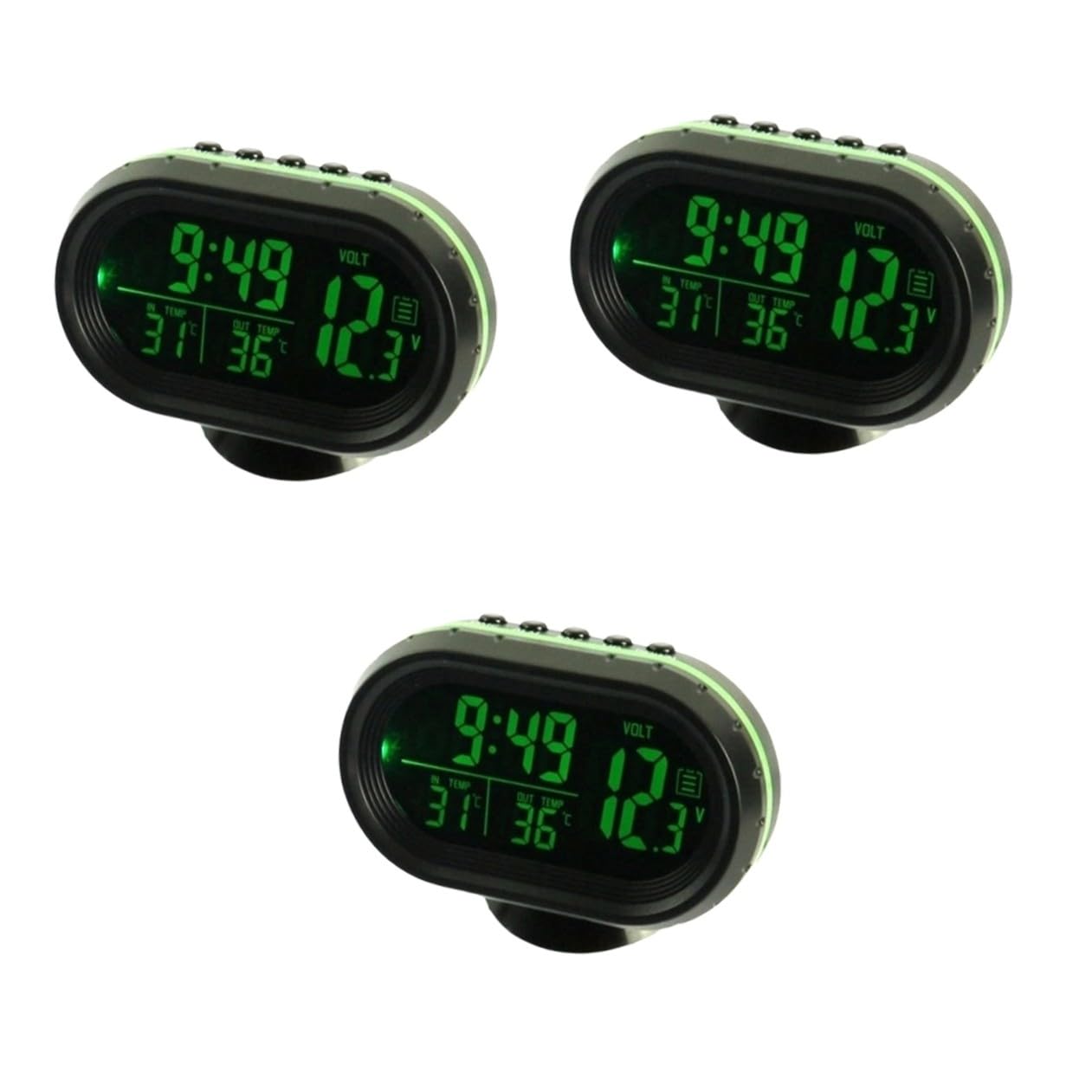 SOLUSTRE 3 Piezas De Reloj Digital Para Coche Reloj Automático Reloj Para Salpicadero De Coche Reloj Digital Medidor De Voltaje De Batería Reloj Para Coche Reloj Para