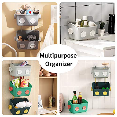 6 Pieces Bath Toy Storage Organizer Basket, Bath Toy Holder，Bath Tub Toy Holder，Colorful Robot Modeling Wall Mounted Kids Hanging Shower Caddy With Hooks For Shampoo，For Bathtub Toys, Kids Bathroom #TOP4