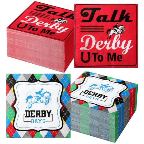 Janlaugh 200 Pcs Derby Horse Cocktail Napkins Derby Day Part