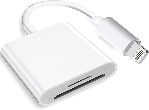 (Certificado MFi de Apple) Lector de cámara de tarjetas Lightning a SD para iPhone iPad, ranura para tarjetas dual 2 en 1 compatible con tarjeta SD
