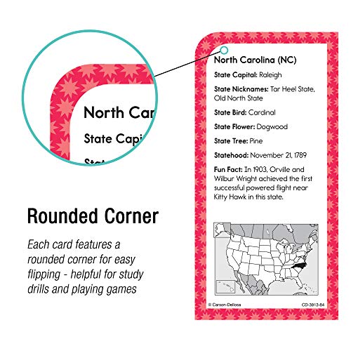 Carson Dellosa States And Capitals Flash Cards For Kids Ages 8+, Geography Flash Cards With Us History, Fun Facts, And Geography Kids Flash Cards, Grade 3, Grade 4 And Grade 5 #TOP5
