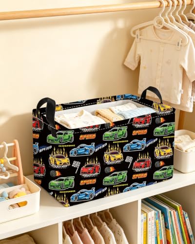 Image of Essme Rectangular Kids Baskets,Car Storage Box,Cute Basket for Kids with Handles for Room Decor, Book Bins,Shelf Basket.(Balck car