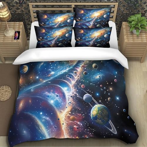 Housse de couette galaxie 140x200 pour lit single ado - 5