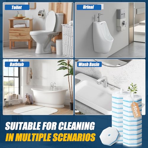 50PC Toilet Bowl Wand Refills, Replacement Heads for Bathroom Washroom Cleaning Pads, Disposable Toilet Brush Refills Compatible with Household Brushes Scrubbers Cleaning Refill Pack Local Stock