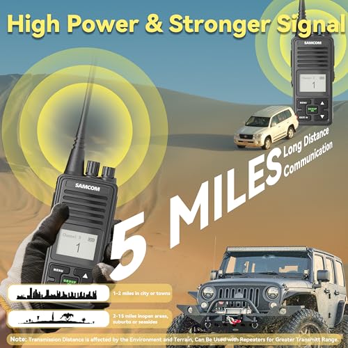 Image of SAMCOM FPCN10A Long Range Two Way Radio with Waterproof Speaker Mic - Heavy Duty Walkie Talkies, 20 Channels UHF Radios, 3000mAh Battery for Construction Site, School Security & Warehouse(2-Pack)