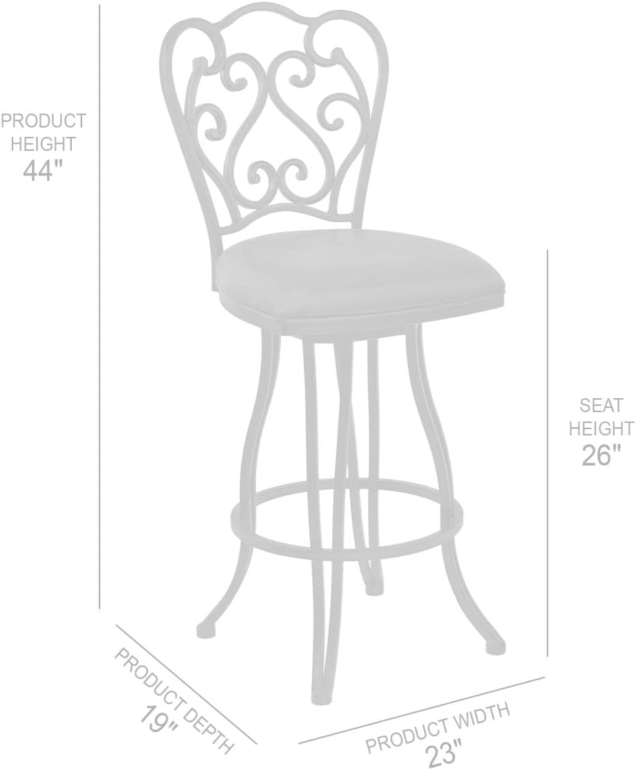 Armen Living Celeste 26" Counter Height Swivel Barstool in Bandero Espresso Fabric and Black Metal Finish