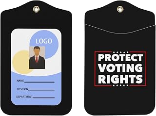 Protect Voting Rights Leather ID Badge Holder Card Badge Holders with Detachable Neck Lanyard Strap for Staff, Offices