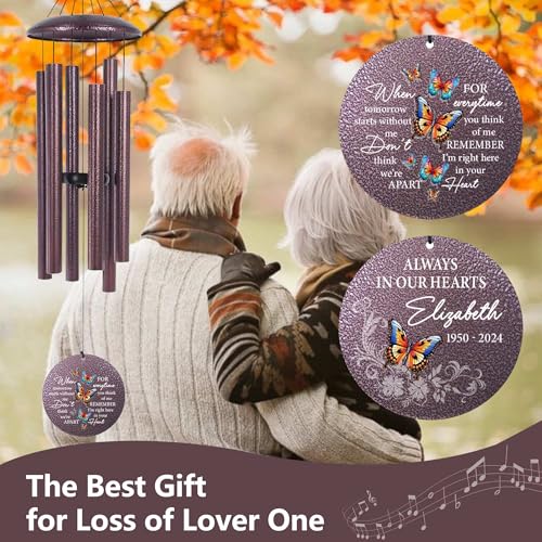 Image of ASTARIN Personalized Memorial Wind Chime for Loss of Loved One 30 /36 /45 inch, Sympathy Deep Tone Wind Chimes for Mom Dad /Mother Father, Remembrance Gifts for Grief Condolence Funeral, Made in Texas