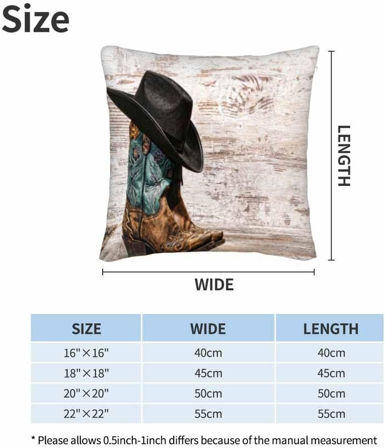 Western Cowboy Embroidered Boots Hat 18x18 Throw Pillow Covers Set of 2 American West Rodeo ATOP Fashion Leather Cushion Pillow Cases Square Outdoor Decorative Home Bed Sofa Couch Office - Image 6