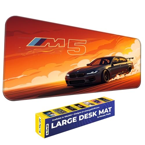 Image of Skiditos BeeMW M5 Desk Pad - Sunset Drift Edition | XL Mouse Pad for Gamers & Car Lovers | Smooth Non-Slip Desk Mat with Bold Drift Art | Racing Decor for Home Office
