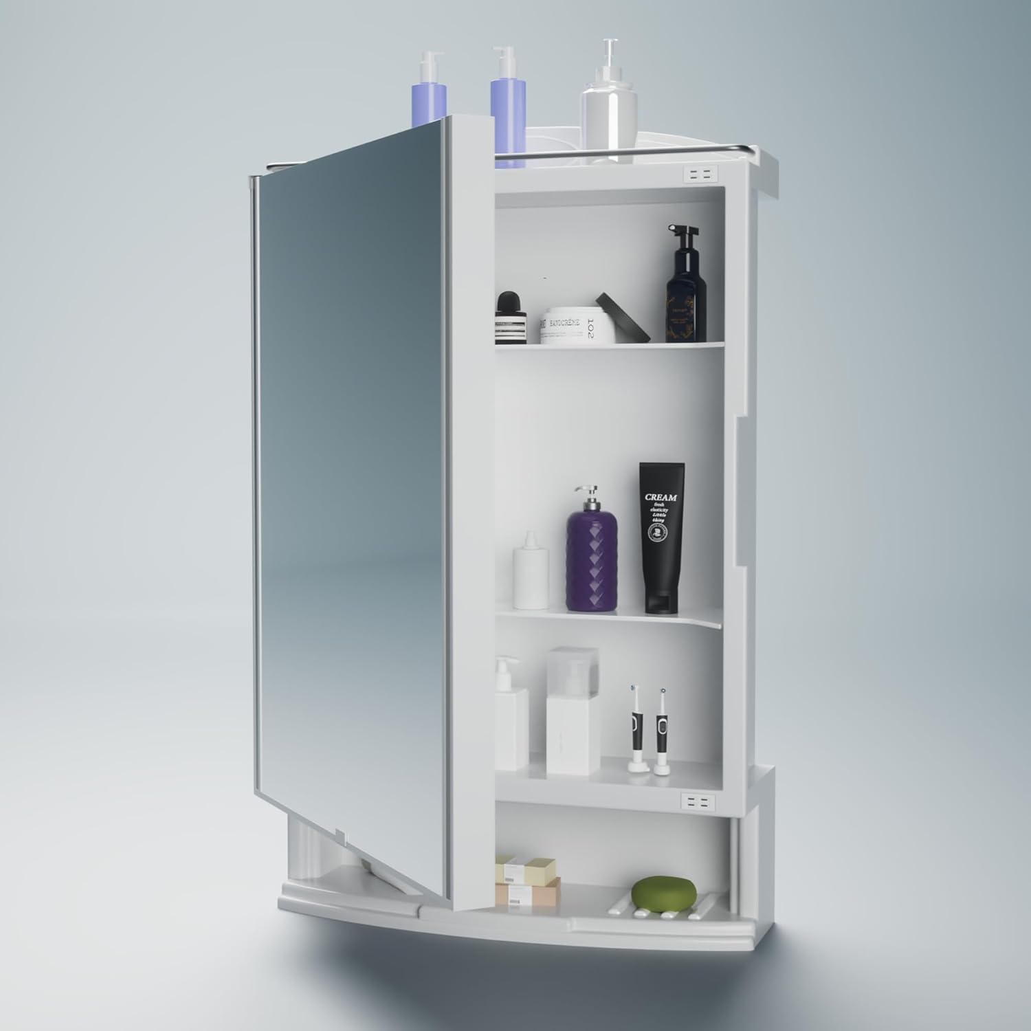 ORRIL WALL Mount Bathroom Cabinet with Mirror Storage -Strong and Heavy Rich Cabinet with Mirror - White 2