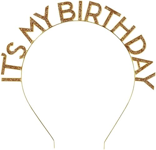 Talking Tables Diadema dorada para fiesta de cumpleaños | Accesorio para el cabello con texto en inglés «It's My Birthday» para ella o él, niños o