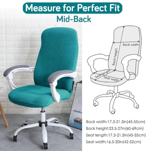 Image of HOKIPO Water Repellent Office Chair Cover for Desk Chair (Mid-Back) - 210 GSM Stretch Jacquard - Washable, Durable & Anti-Slip - Fits Mid-Back Office Chairs, Teal (NEW-AR-4929-TEAL-M)