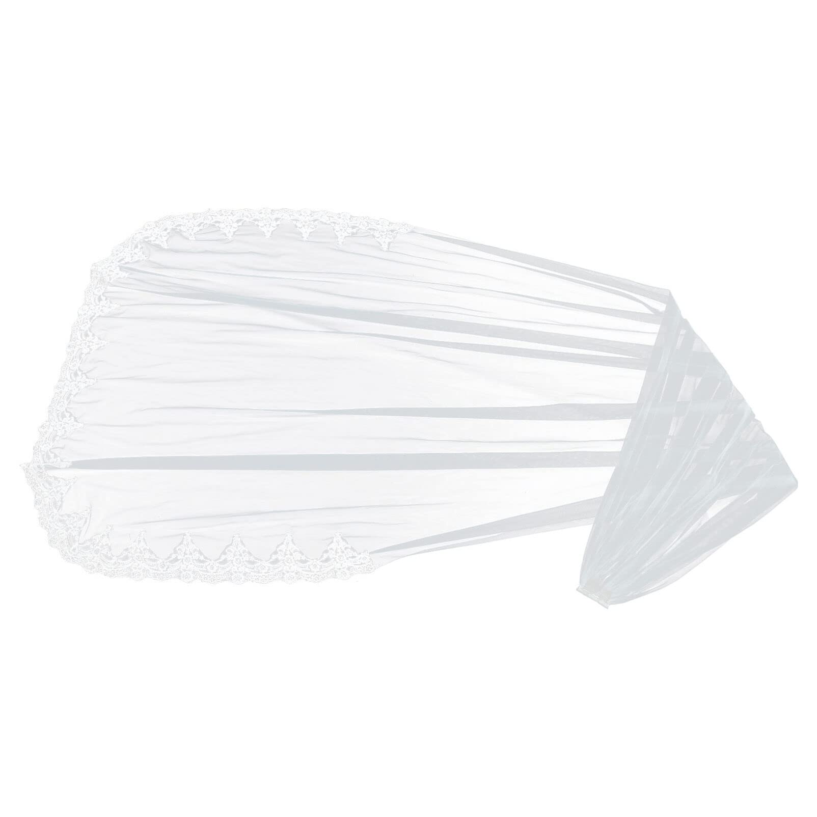 BESTOYARD Brautschleier Lang Spitze Einlagig Mit Kamm Elfenbeinweiß Eleganter Hochzeitsschleier Für Braut Accessoire 118.11X62.99In
