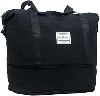 شنطة سفر بسعة كبيرة قابلة للطي، شنطة دفل للسفر قابلة للتوسيع ومقاومة للماء، شنطة يد للسفر بسعة كبيرة، شنطة ليلية، شنطة سفر قابلة للطي، أسود