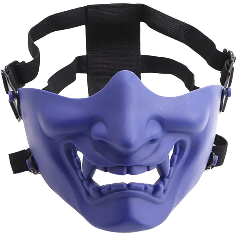 Glixoft Japanese Kabuki Samurai Hannya Oni Tactics Half Face Masks Protective Accessories Party Halloween Ghost Shape
