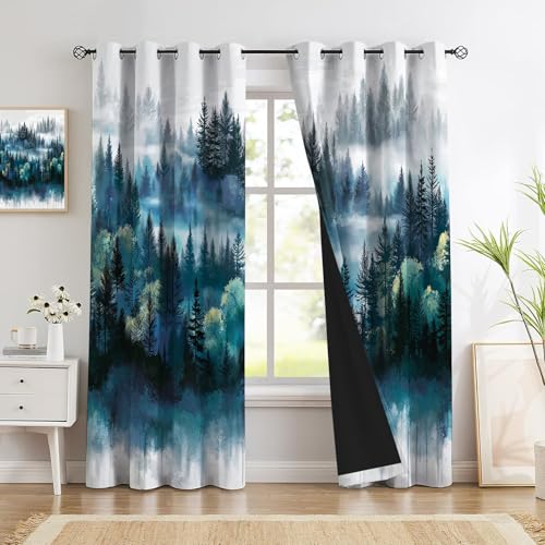 Rideaux isolant thermique contre la lumière rideau 3D forêt 240cm