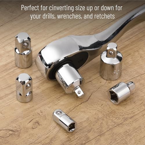 Image of DIANZHU Impact Socket Adapter and Reducer Set, 6 pcs, Silver, 1 /4 inch, 3 /8 inch, 1 /2 inch