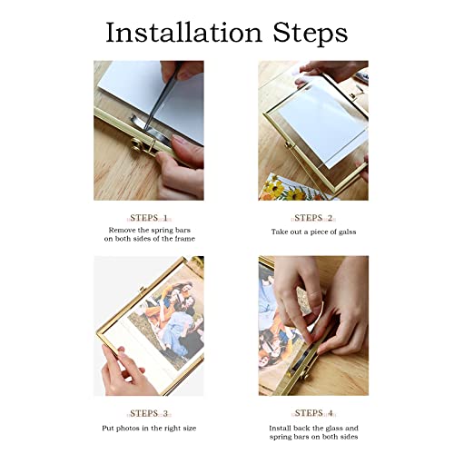 Merkunis 12 Pack 4 X 4 Inch Gold Picture Frame Gold Frames Floating Picture Frames Collection,Vintage Metal Minimal Ornate Easel Stand Picture Frames, Vertical Glass Frame For Pressed Flowers, Photos Desk Tabletop Display #TOP2