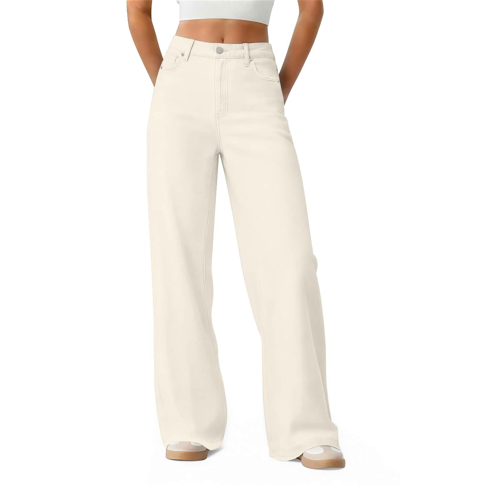 Women's Wide Leg Jeans High Waisted Baggy Straight Denim Pants Trendy,Raw Hem,Distressed Pockets,Loose Stretchy,Boyfriend Fit,Cofortable,Relaxed,Casual Wear,Streetwear,Oversized,High Rise