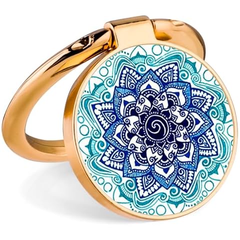 BF2JK Cell Phone Mandala Flower Finger Ring Holder 360 Degree Rotation Metal Ring Grip Compatible with iPhone Samsung Galaxy All Smartphone Mobile Cute Accessories(Mandala Blue) Cover