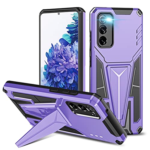 S20 Fe 5G Case With Kickstand Magnet Military Grade Heavy Duty Shockproof Anti-Drop Armor Bumper Cover For Samsung Galaxy S20 Fe 5G Phone Case Rugged Durable Pc Slim Anti-Slip Silicone Shell (Purple) #TOP15