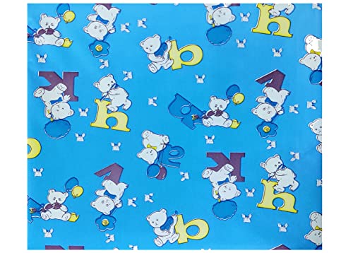 Image of EcoSoft Plastic Sheet,PVC Sheet for Kids,Rubber Sheet for Babies,Bed Wetting Protector(90 x 135 cm) (Alphabet Blue & Green)