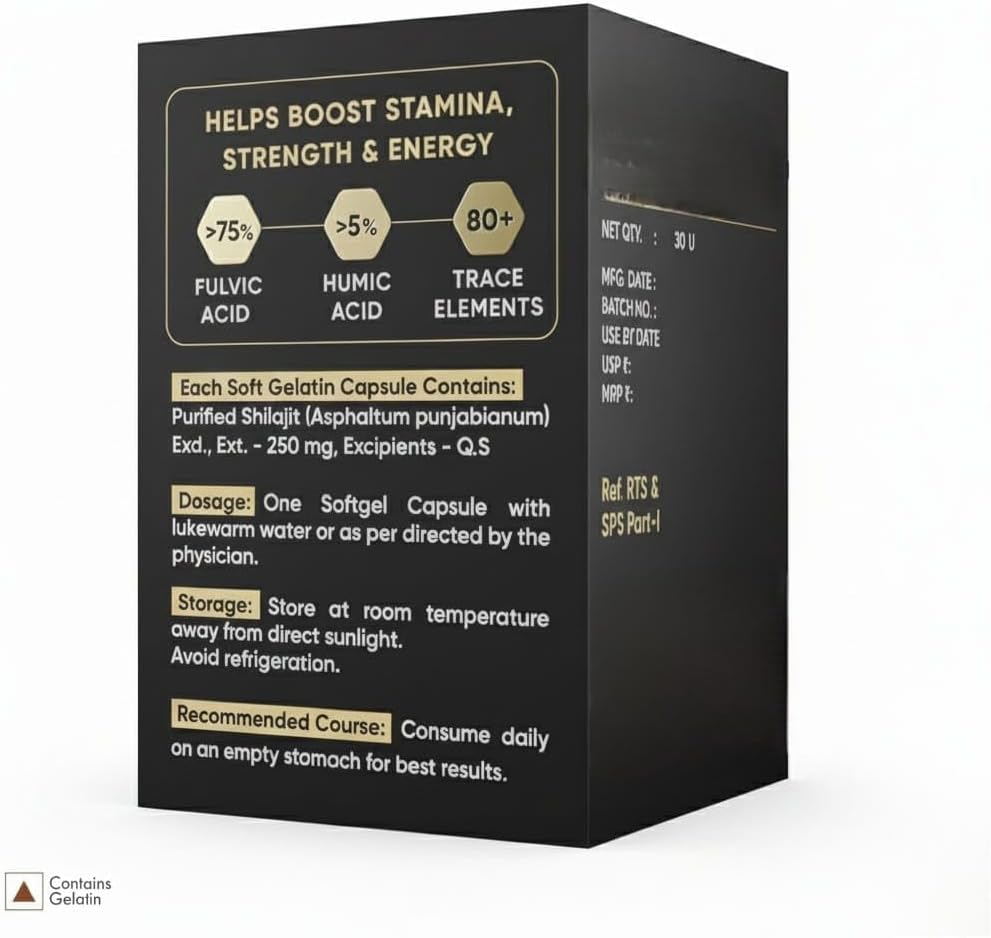 Shilajit Capsules Softgels, for Boosting Energy, Endurance & Stamina, 30 Softge Energy & Promote Muscle Recovery,l Capsules