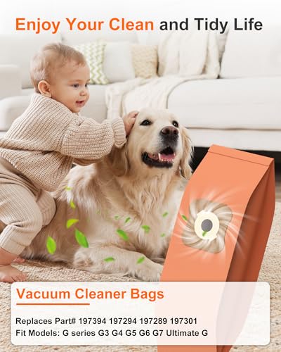 Image of 9 Pack Vacuum Bags Fit for Kirby G3,G4,G5,G6,G7,Gsix, Ultimate G 197394 Sentria Diamond, Compatible with Kirby Part #197294 197289 197301 Micron Magic Replacement Dust Bag