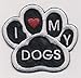 Applique Patches Mini Black White I Love My Dogs Animal Paw Print Embroidery Applique Patch 1 3/4" x 2" wide 1 Pcs